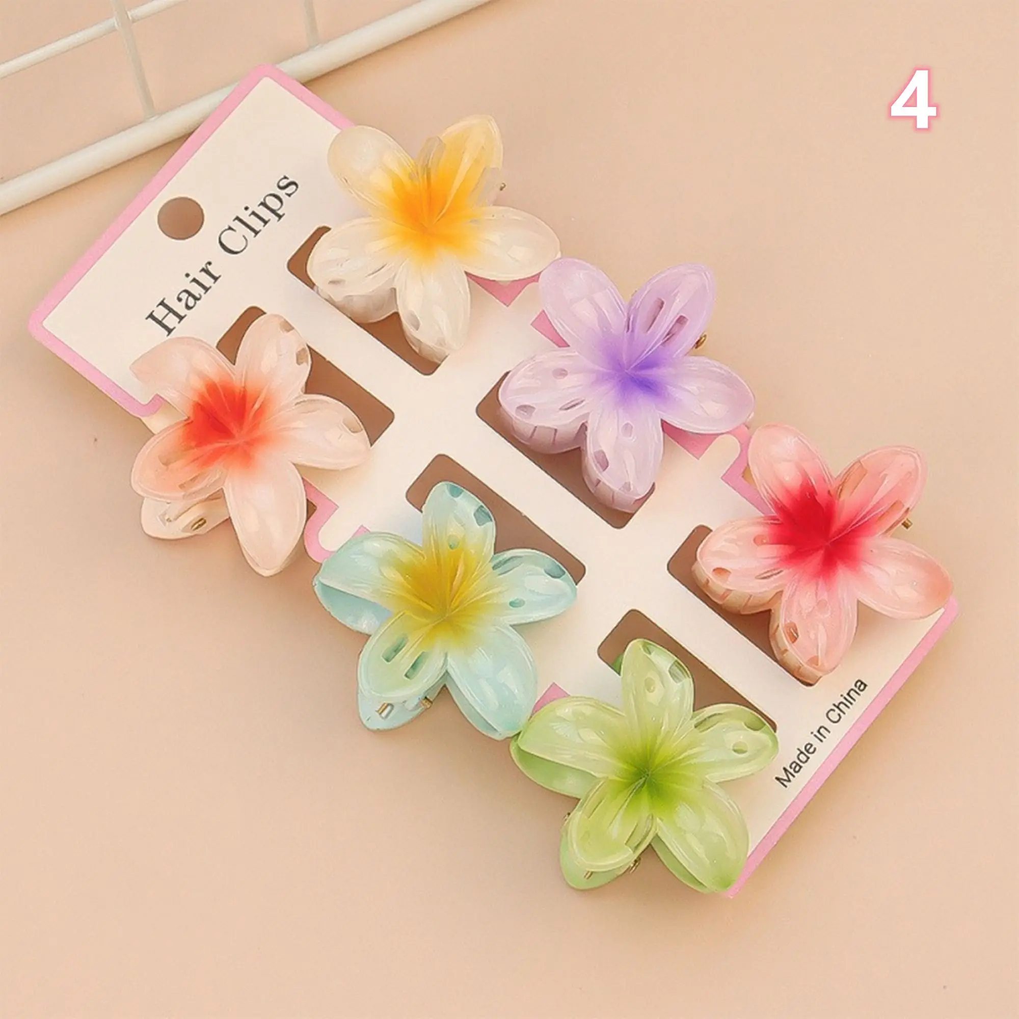1set/lot 6 pieces of small hibiscus hair clip with gradient color ...