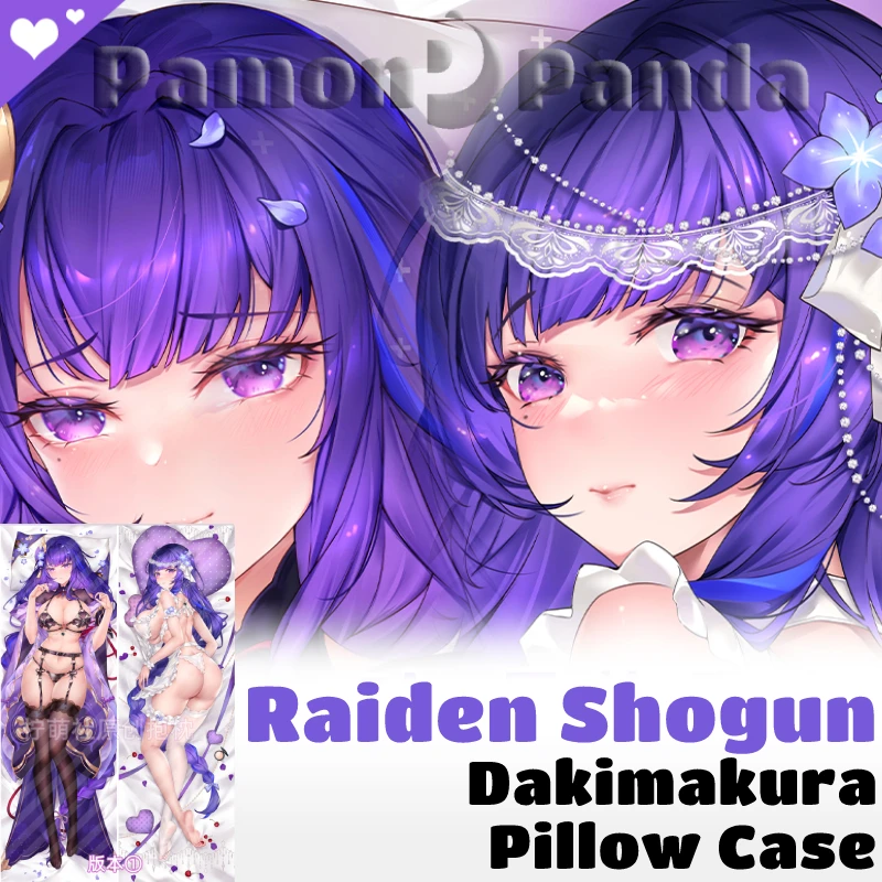 

Raiden Shogun Dakimakura Genshin Impact Sexy Pillow Cover Hugging Cushion Case Otaku Full Body Pillowcase Home Bedding Decor Gif