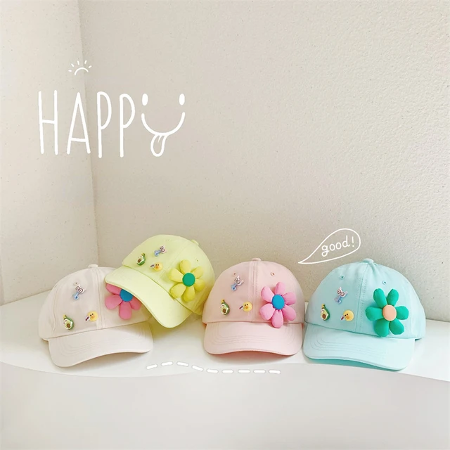 Free Shipping Cute Children Floral Hats Caps Girls Baseball Cap Sun Hats Visors for Boys Girls Kids Adjustable Hat 3-8years Old 1