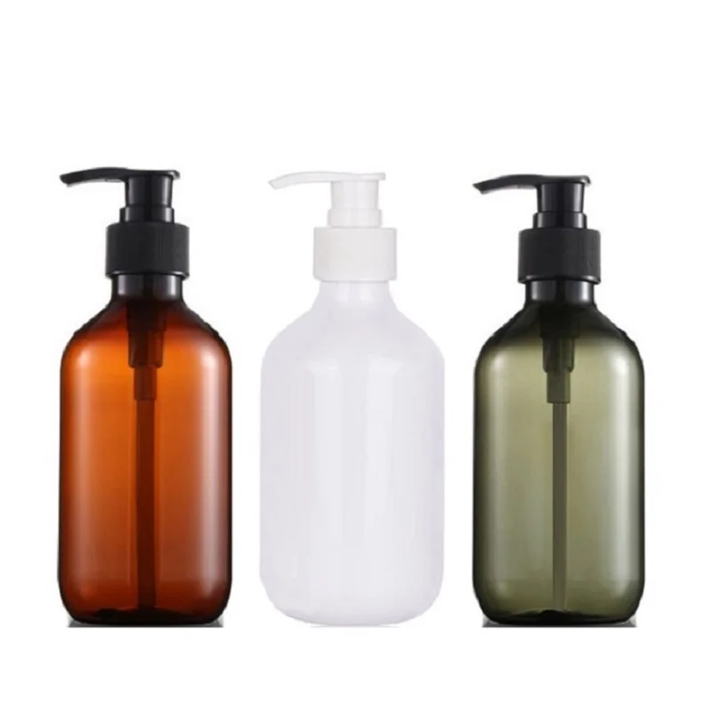 

12Pcs Plastic Lotion Bottles Empty 300ML 500ml Green Brown Cosmetic Packaging Refillable Containers Lash Shampoo Pump Bottle