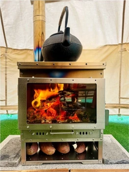 Stainless steel large glass window viewing fire fireplace for outdoor secondary combustion tent heating wood stove