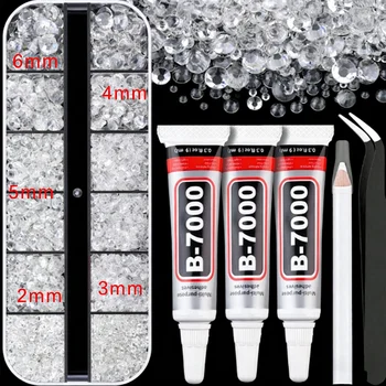 12 grid/1box 2-6mm naked white resin diamond box set,nail transparent crystal rhinestone kit,nail art charm DIY nail accessories 1