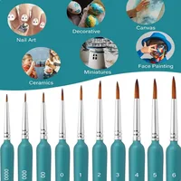 11pcs Miniature Paint Brushes Art Painting Brushes Weasel Hair Paint Brush Gouache Watercolor Oil Paints Hand Painted New 2