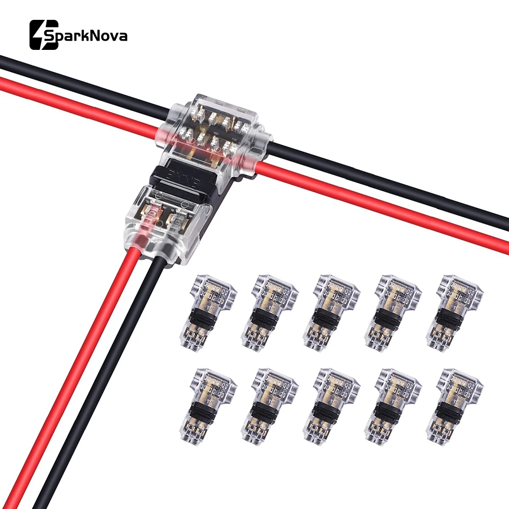 5/10PCS T Tap 2 ขา T2 Quick Splice Connector ไม่มีบัดกรีไม่มี Peel สายไฟ Terminal ปลั๊กไฟฟ้าอัตโนมัติช่างไม้สําหรับรถบรรทุก 1