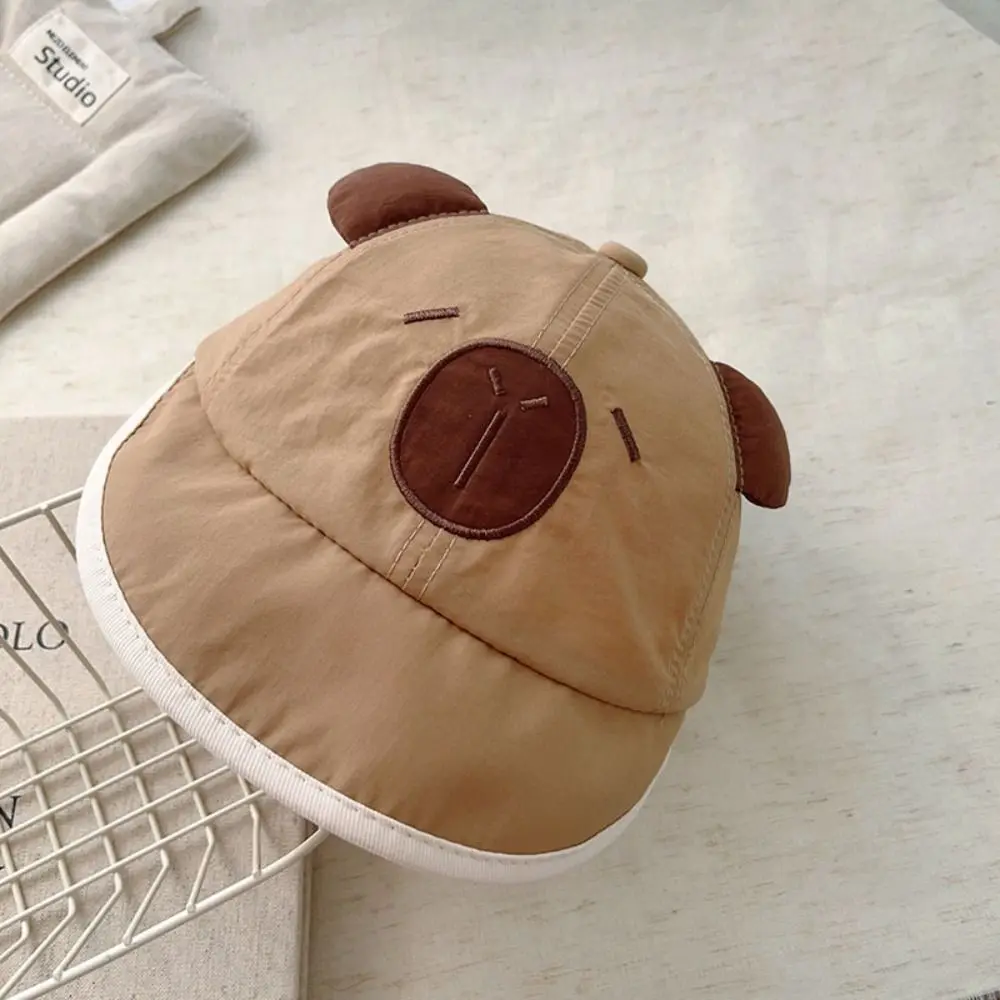 New Spring Summer Baby Bucket Hat Cute Capybara Soft Thin Newborn Bonnet Boys Girls Short Brim Sunscreen Hat Kids