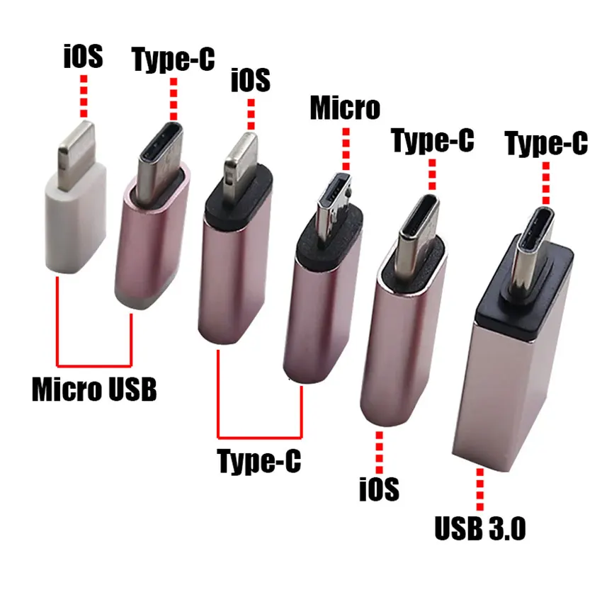Universal Micro USB Type-C to Lightning Charging Adapter Plug
