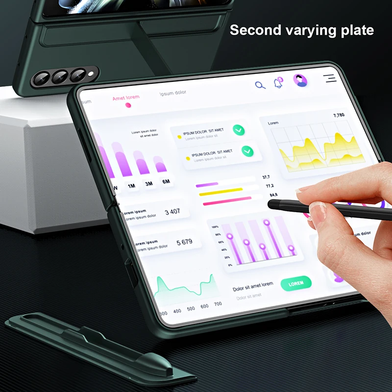 With Stylus Phone Case for Samsung Galaxy Z Fold 3 Z Fold 4 Fold 5 5G Fold3 Fold4 Hidden Bracket Pen Slot 2 in 1 Protective Case