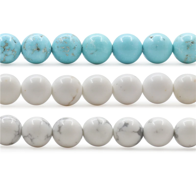 

Natural Stone Round Howlite Blue Turquoise Beads Size 4 6 8 10MM For Jewelry Making DIY Bracelet