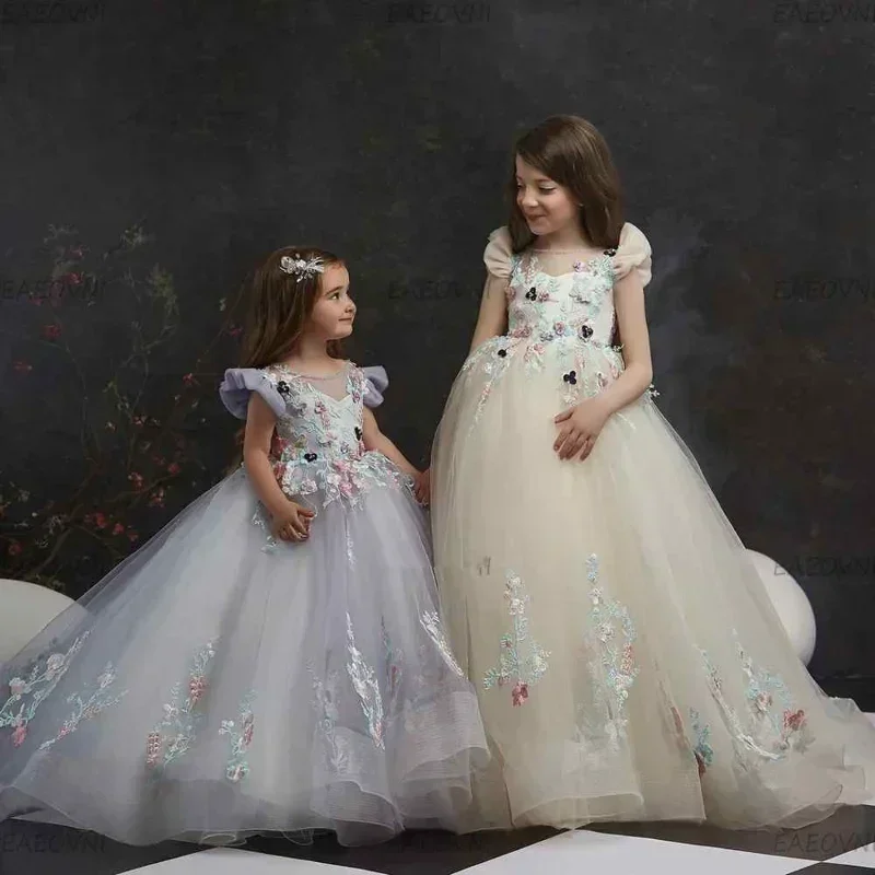 

Flower Girl Dress Exquisite O-Neck Floor-Length A-LINE Junior Bridesmaid Dresses for Wedding First Communion Bridesmaid Birthday