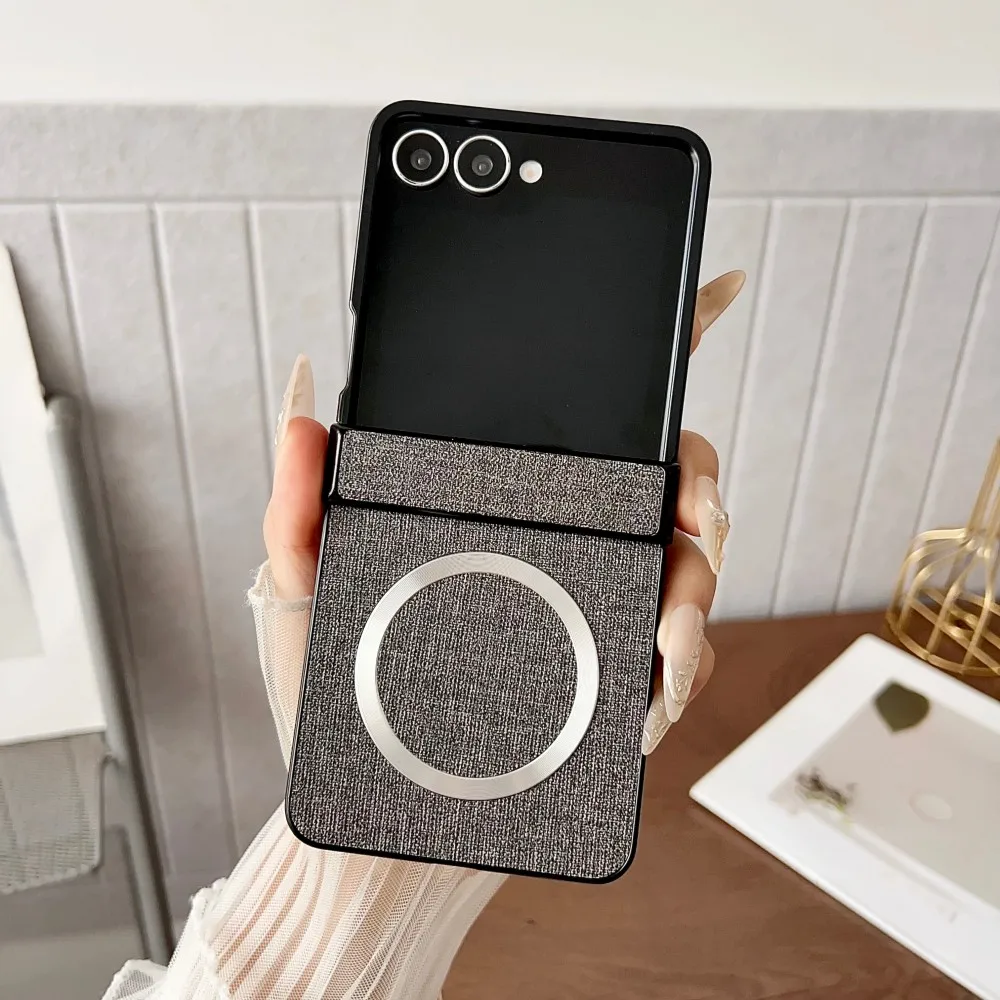 Premium Fabric Leather Magnetic Phone Case with Shockproof Hinge Protection