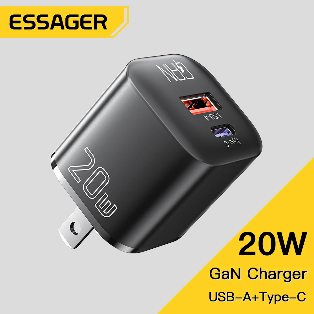 

Essager 20W GaN PD USB C Charger for iPhone 14 13 12 11 Pro Max mini SE Phone QC3.0 PD 3.0 USB Type C Fast Charging for iPad Air