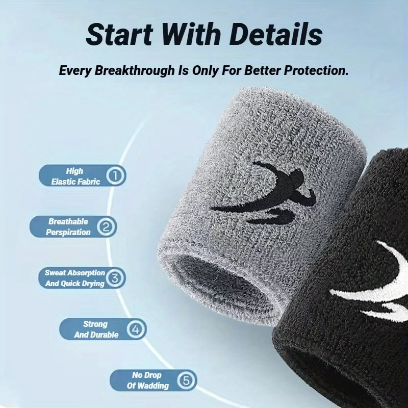 1PC Workout Wrist Strap Sweat Absorbent Breathable Athletic Support Brace Band Running Basketball Tennis Weightlifting Wristband