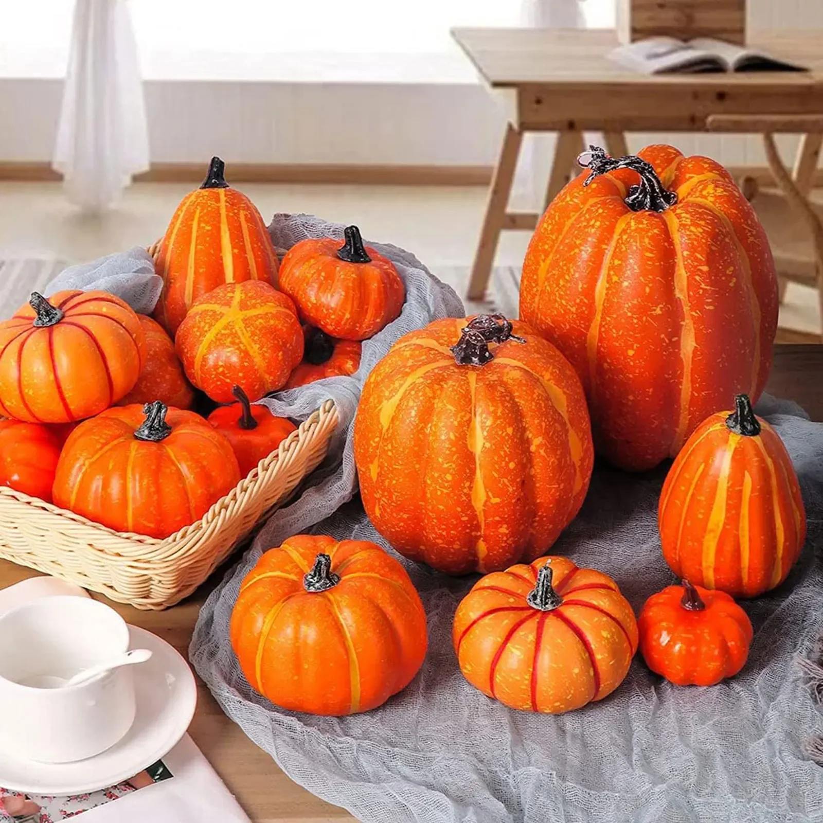 7PCS Artificial Hallowee Pumpkin vegetable ornaments artificial plant flowers artificial plant flower artificial pumpkin decoration Simulation Vegetable Artificial Pumpkins DIY Craft Autumn Decorations For Home Party Decor