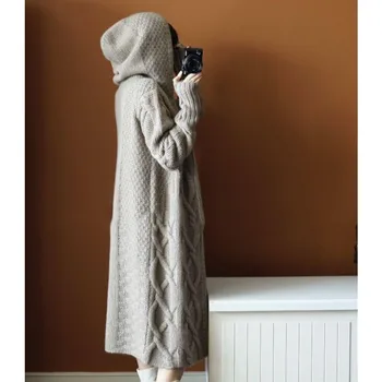 Loose Hooded Knitted Cardigan 1
