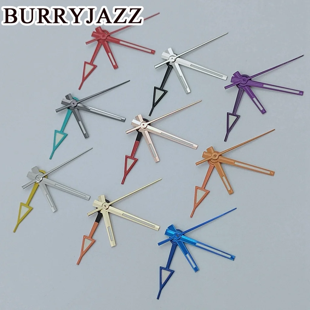 BURRYJAZZ NH34 GMT Uhrzeiger Silber Gold Roségold Gun Rot Blau Lila Orange Zeiger Grün Leuchtend – Detail 3