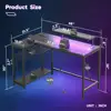 48 Inch L Shaped Gaming Desk with LED Lights Power Outlets Monitor Stand Reversible Shelves Adjustable Height Durable Carbon 6