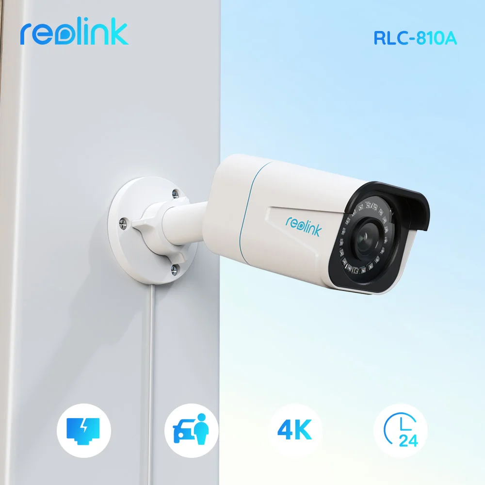 Reolink-Cámara IP inteligente para exterior, videocámara con visión nocturna infrarroja, 4 K, 8 MP, con detección de personas y vehículos, RLC-810A _ - AliExpress Mobile