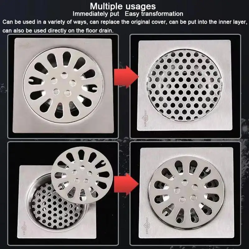 Drain Filter Drain Strainer Floor Drain Filter Shower Drain Cover 1mm 304 Stainles Steel Perforated Mesh Filter Screen Plate, Swirl Drain Covers Metal Drain Covers Plant Trellis Protection Mat