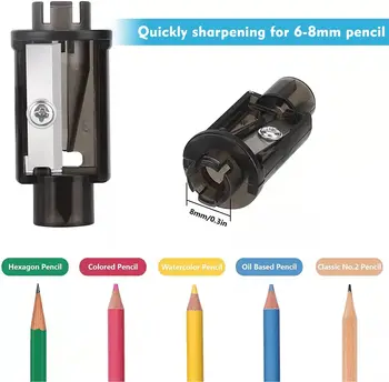 Electric Pencil Sharpener Blade Replacement 4-Pack for No.2/Colored Pencils 6-8mm with Safety Tips 5