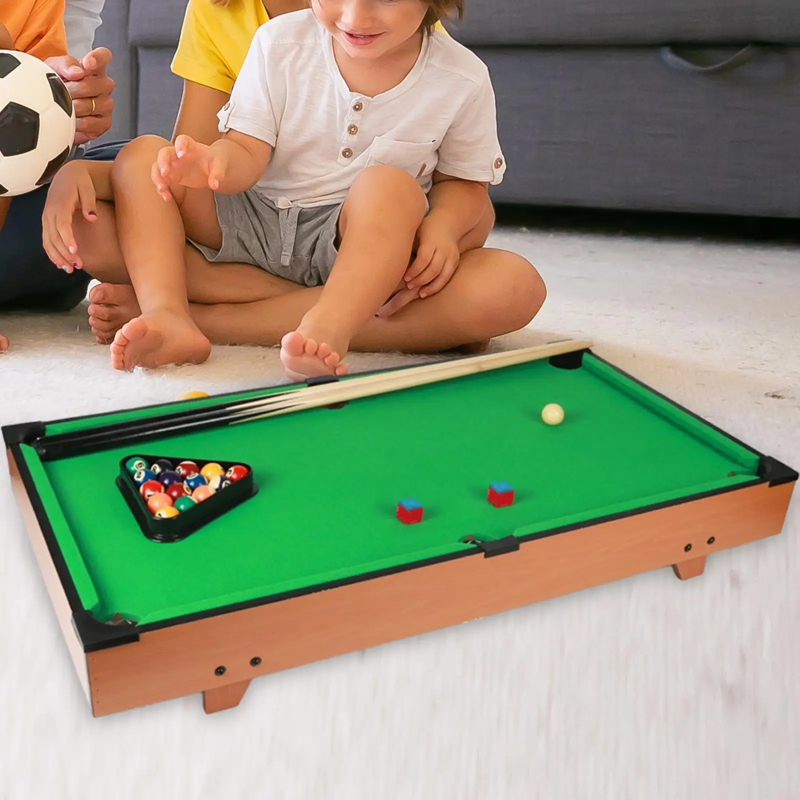 Mini Pool Table Set for Kids, Tabletop Pool Table Billiard Cues, Mini Tabletop Billiards Game Toy, for Children Boys