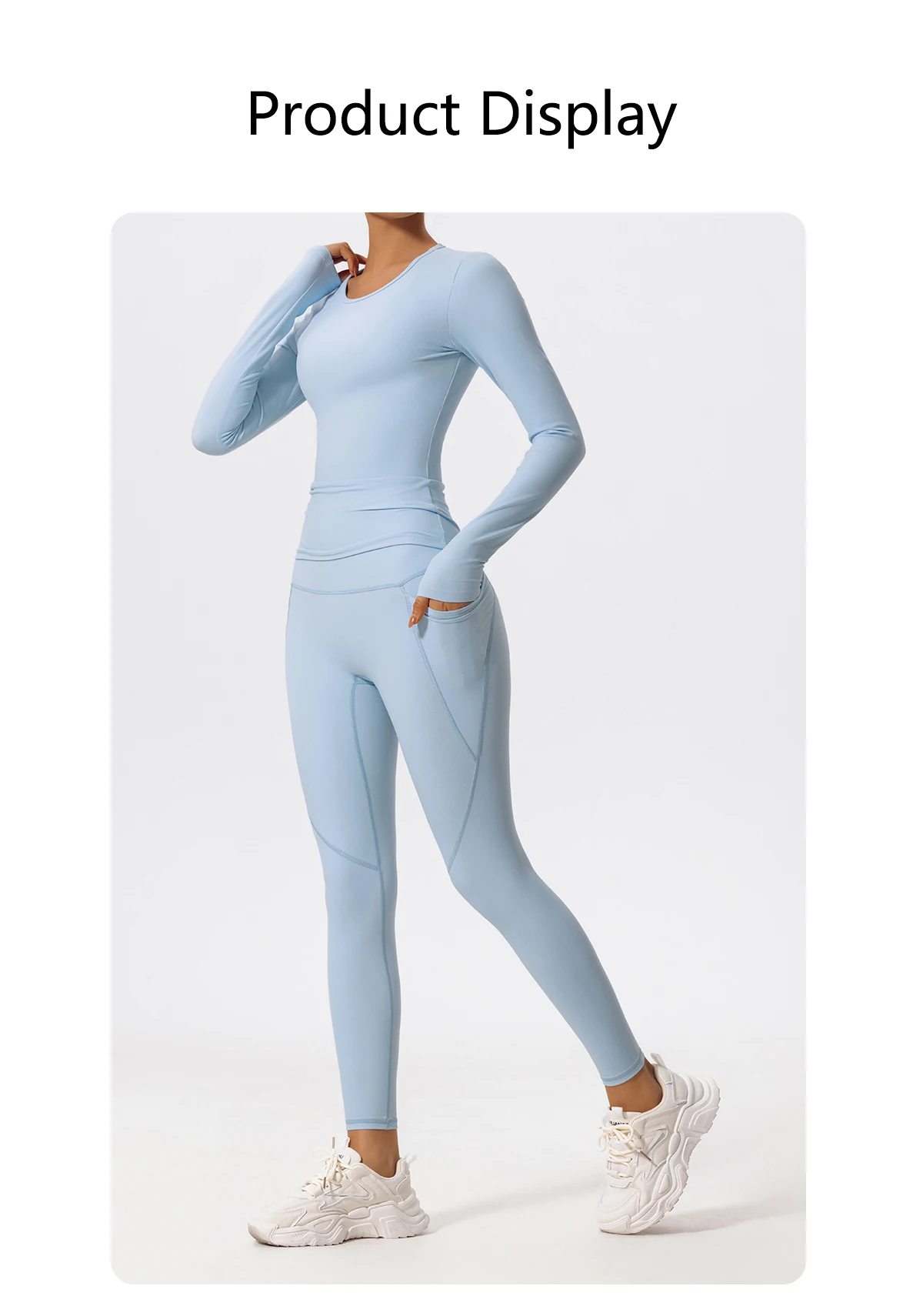Hearuisavy Ultraweiche Stoffe, 2-teilig, langärmelig, enges Fitnessstudio-Set für Damen, schnell trocknendes Oberteil, Yoga-Kleidung, Workout, Sport-Shirts, Anzug für Damen – Detail 1