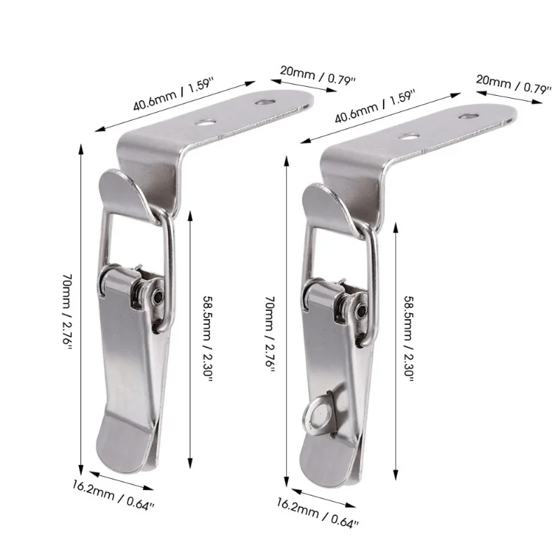 1/12Pcs 90 Degree Duck-mouth Buckle Hook Lock Silver Metal Spring Hasp Latch Catch Clamps Wooden Box Loaded Draw Clasp Hardware furniture hardware jewelry box hasps decorative latches buckle clamp