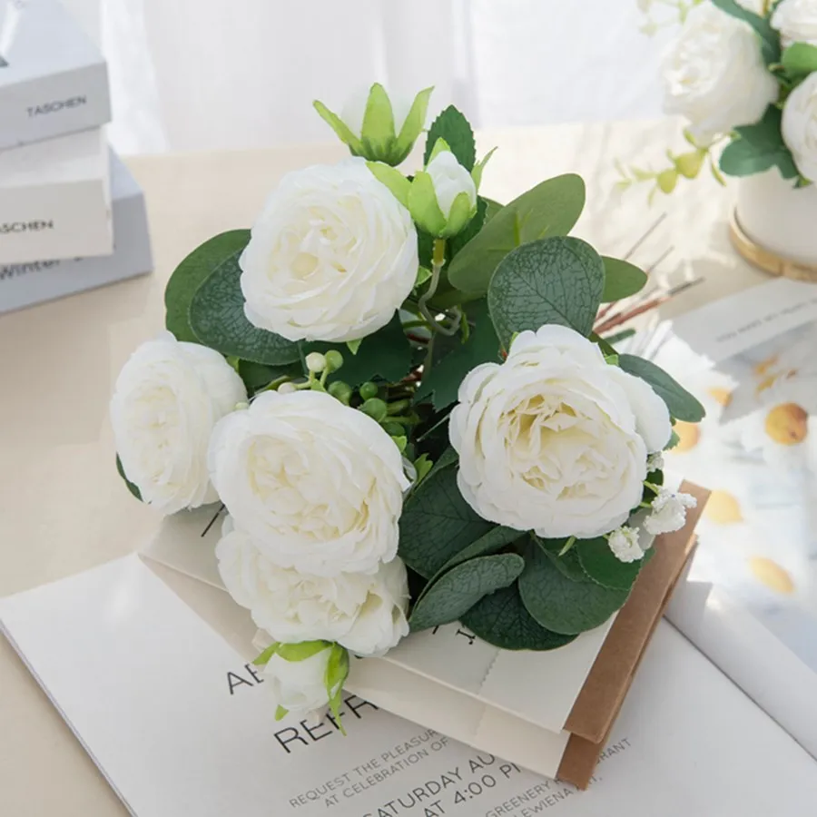 10 Stücke Künstliche Pflanzen Seide Eukalyptusblätter Diy Festival Vase Hause Sammelalbum Blumen Garten Hochzeit Braut Party Dekoration – Detail 2
