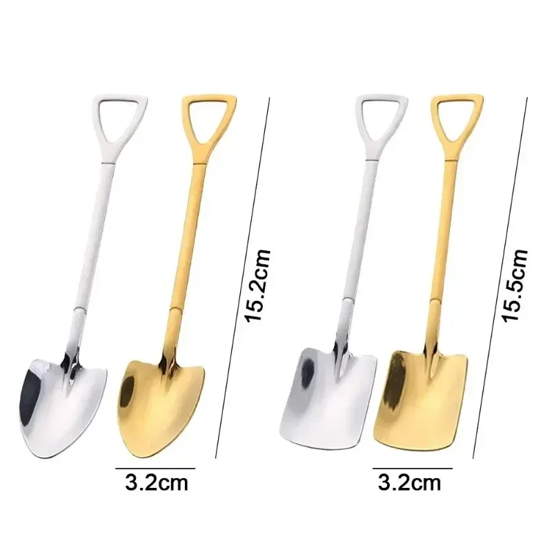 12/1PCS Creative Spade Spoon Stainless Steel Watermelon Ice Cream Honey Fruits Spoon Kitchen Tableware Practical Dessert Scoops
