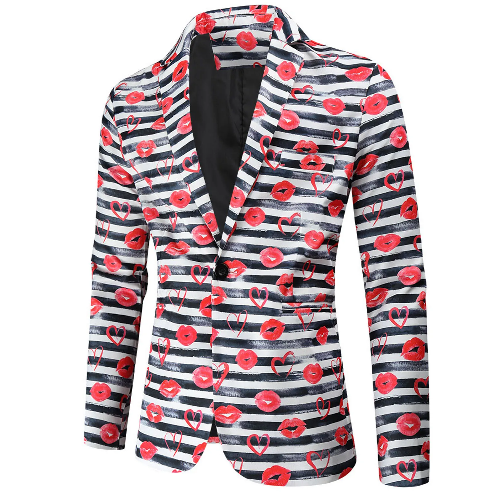 Pink Men's Fashion Coat Jackets Casual Buckle Lapels Printed Blazer Single-Breasted Suit Formal Slim Fit Luxury Male Suit