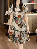 Vintage Floral Printed Dresses ZANZEA Women 2025 Summer Dress Short Sleeve Sundress Bohemian Knee Length Robe Holiday Vestidos