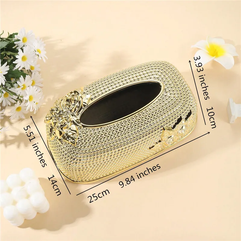 1Pcs high-end gold tissue box, napkin storage box, suitable for kitchens, restaurants, bathrooms, and desks 4
