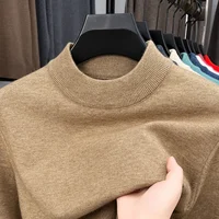 Pull en tricot demi-col roulé pour homme, sweat-shirt à col montant, couleur unie, de marque, décontracté, nouvelle collection automne/hiver 2