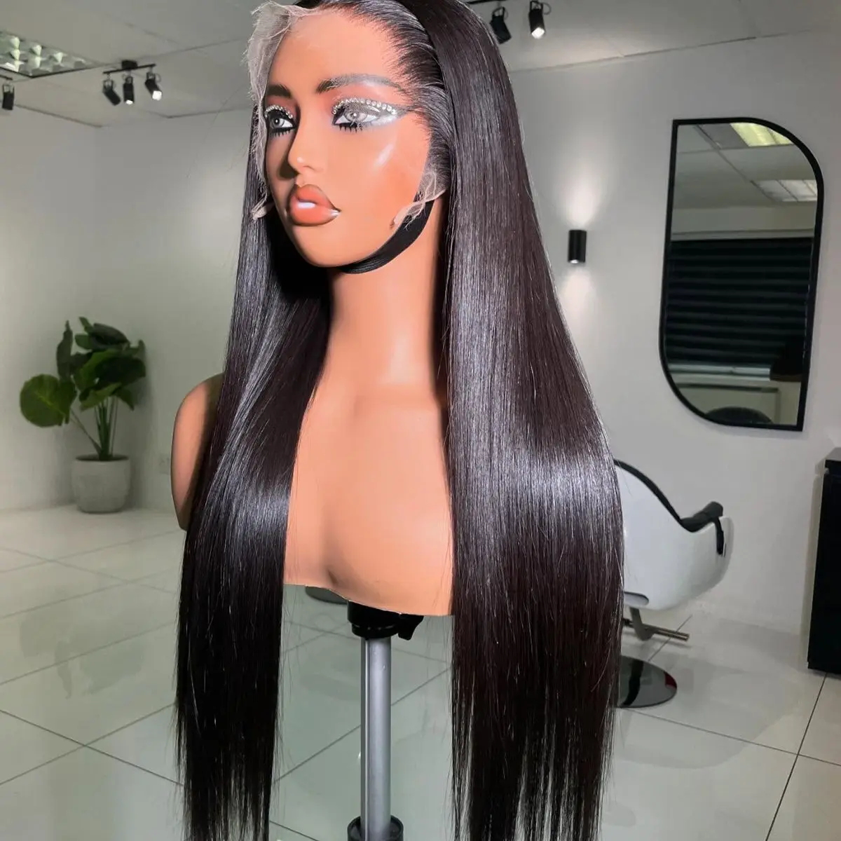 Soft Hair 13X4 Lace Frontal Wig Synthetic Long Silky Straight Prepluck Hairline Baby Hair Cosplay Daily Party Layered Glueless 2