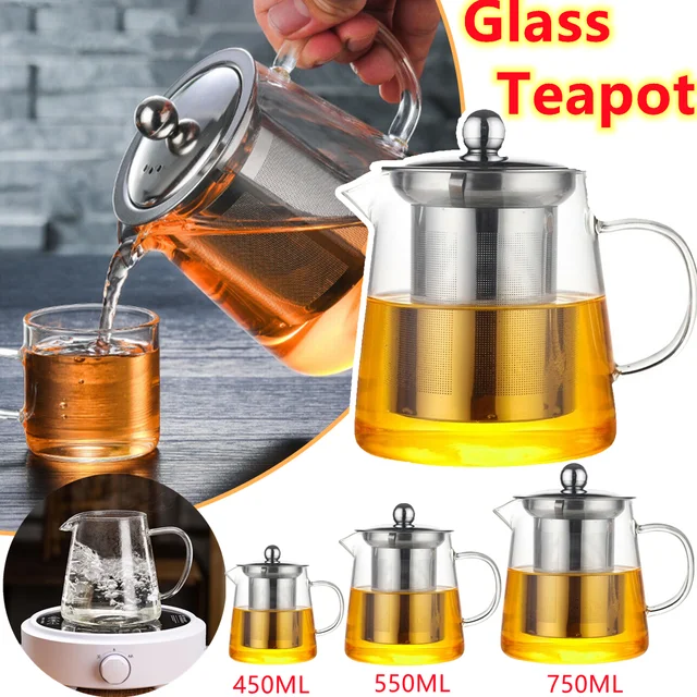 BOUILLOIRE ELECTRIQUE,550Ml--Théière en verre avec infuseur à thé