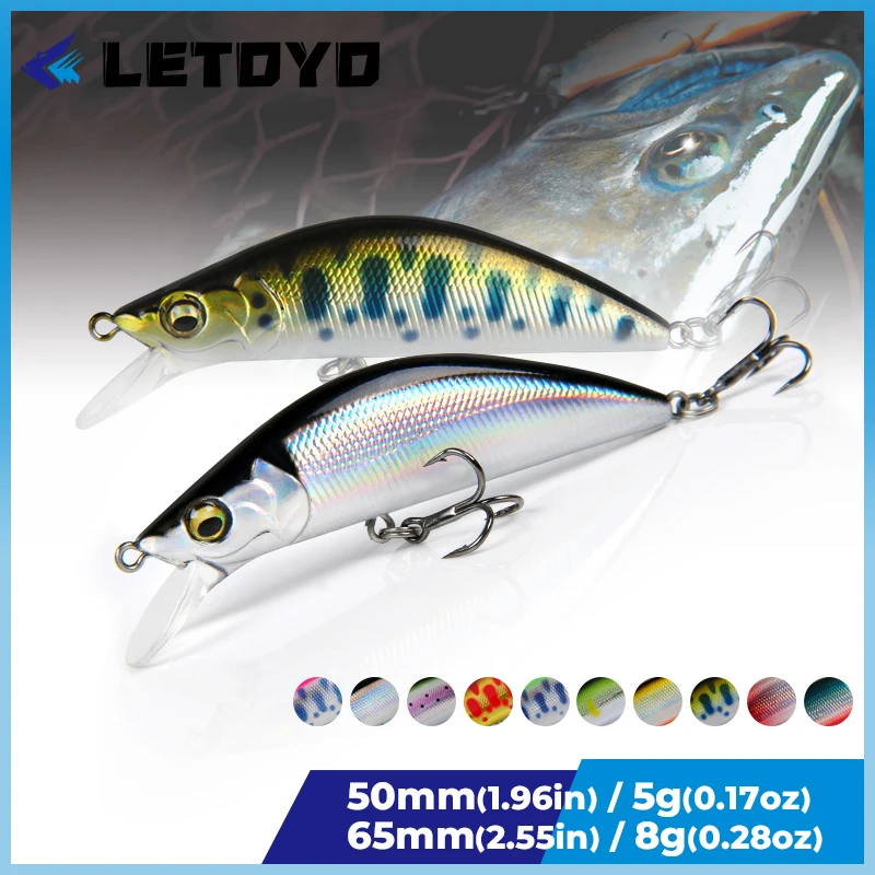 LETOYO 5g 8g Sinking Minnow Fishing Lure Micro Artificial Hard Bait Long  Casting Wobblers For Char Trout Fishing Bass Pike Trout