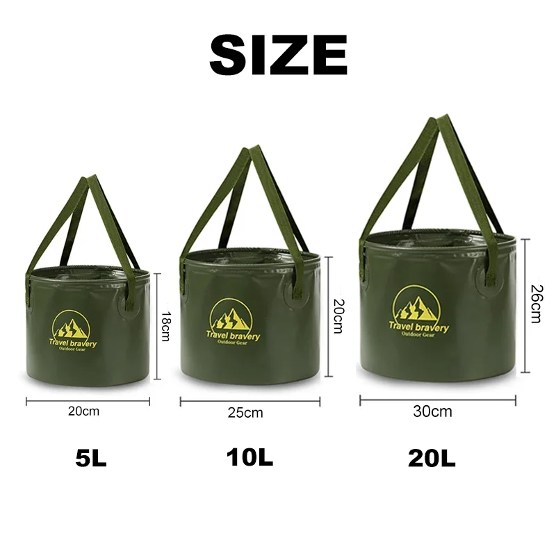 Multifunctional Folding Bucket 5L/10L/20L Portable Baby Bath Tub Insulated Shower Bag for Travel Camping Outdoor