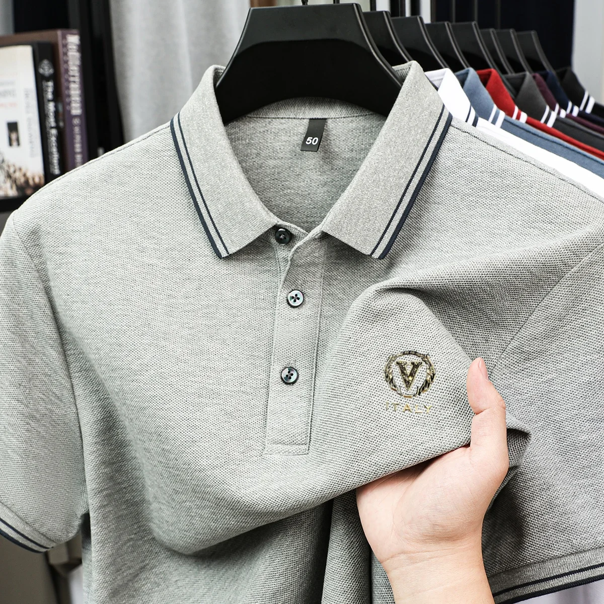 Men’s pure cotton polo shirt short sleeve casual top