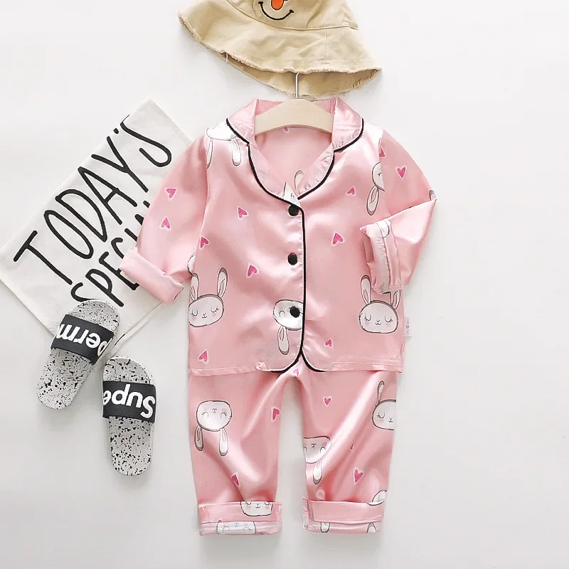 Children's Pajamas Set Baby Girl Clothes Loungewear Pyjama Enfant Fille Kids Easter Rabbit Sleepwear Tops+Pant Boy Clothes Sets