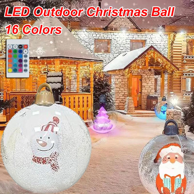 60cm Transparent Giant Balloon Inflatable Christmas Ball with Lights PVC Inflatable Decorated Ball Christmas Ornaments