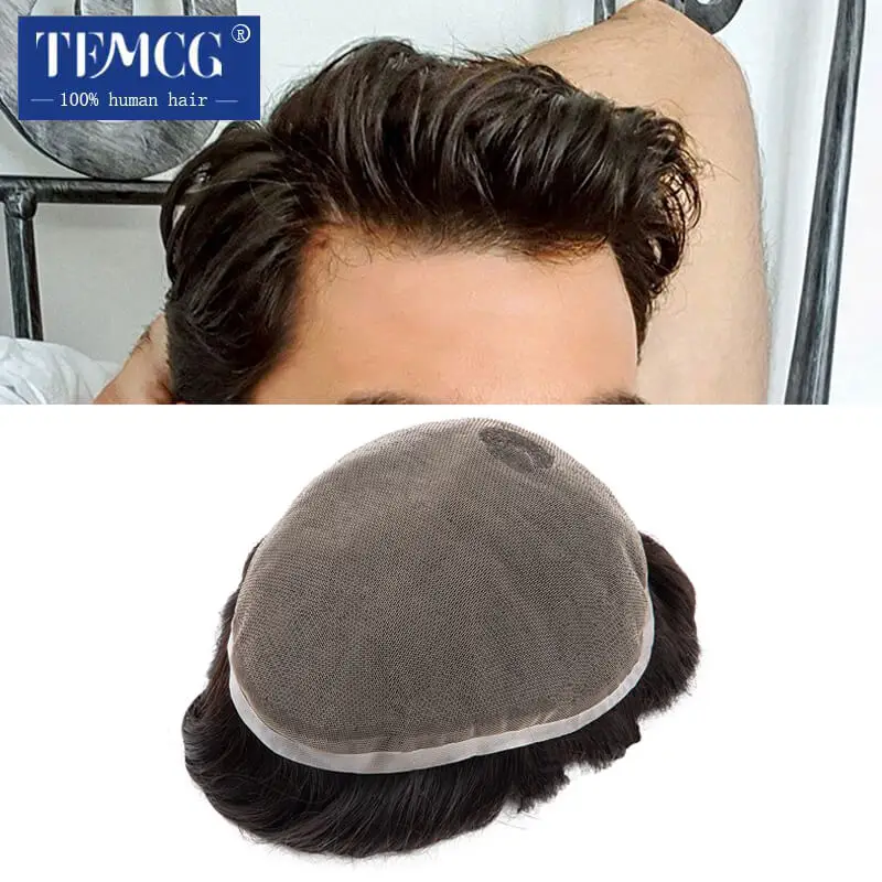Мужской протез волос на полной сетке