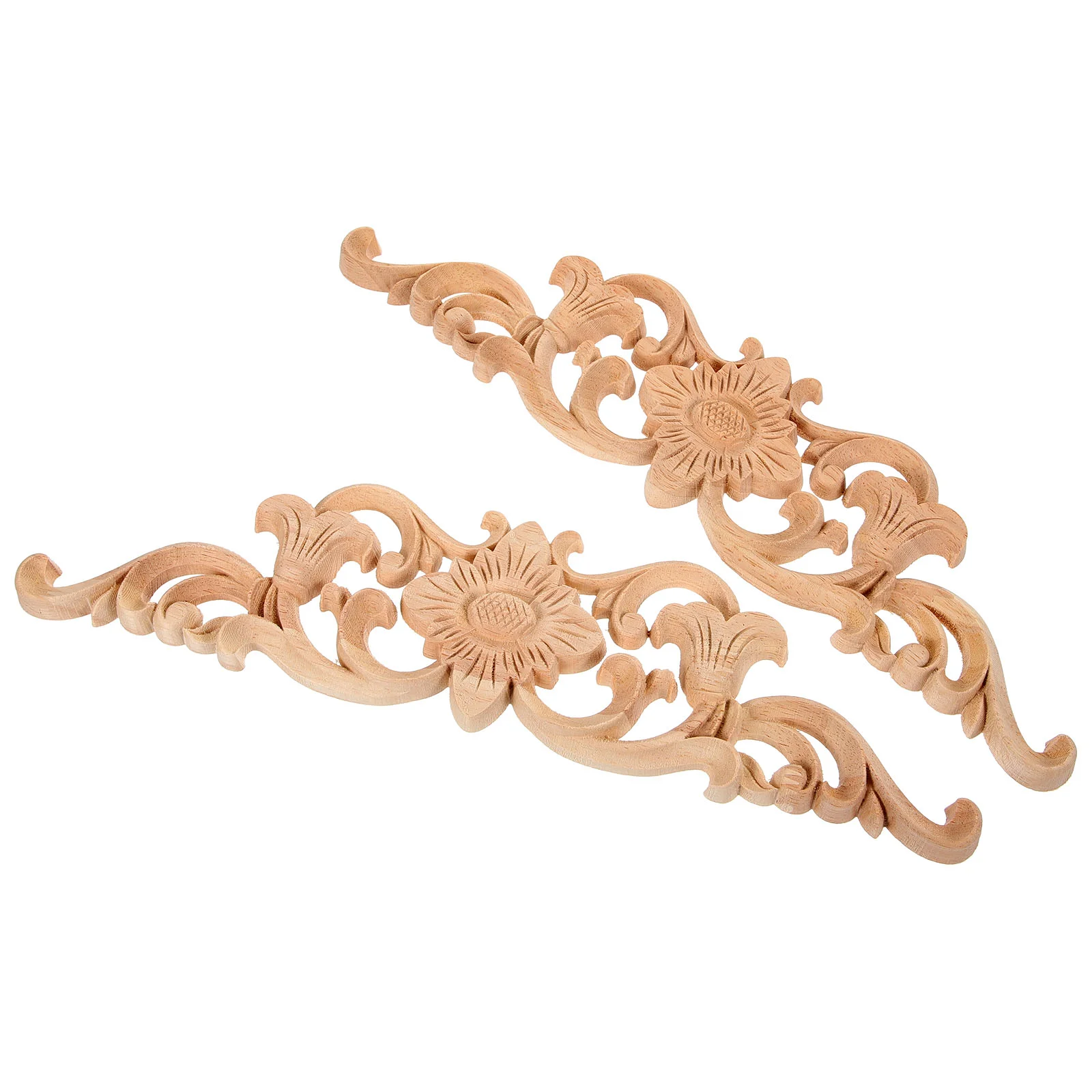 

Decorative Wood Applique Door Wood Carved Applique Wooden Carving Wood Appliques and Onlays for Furniture Accessory