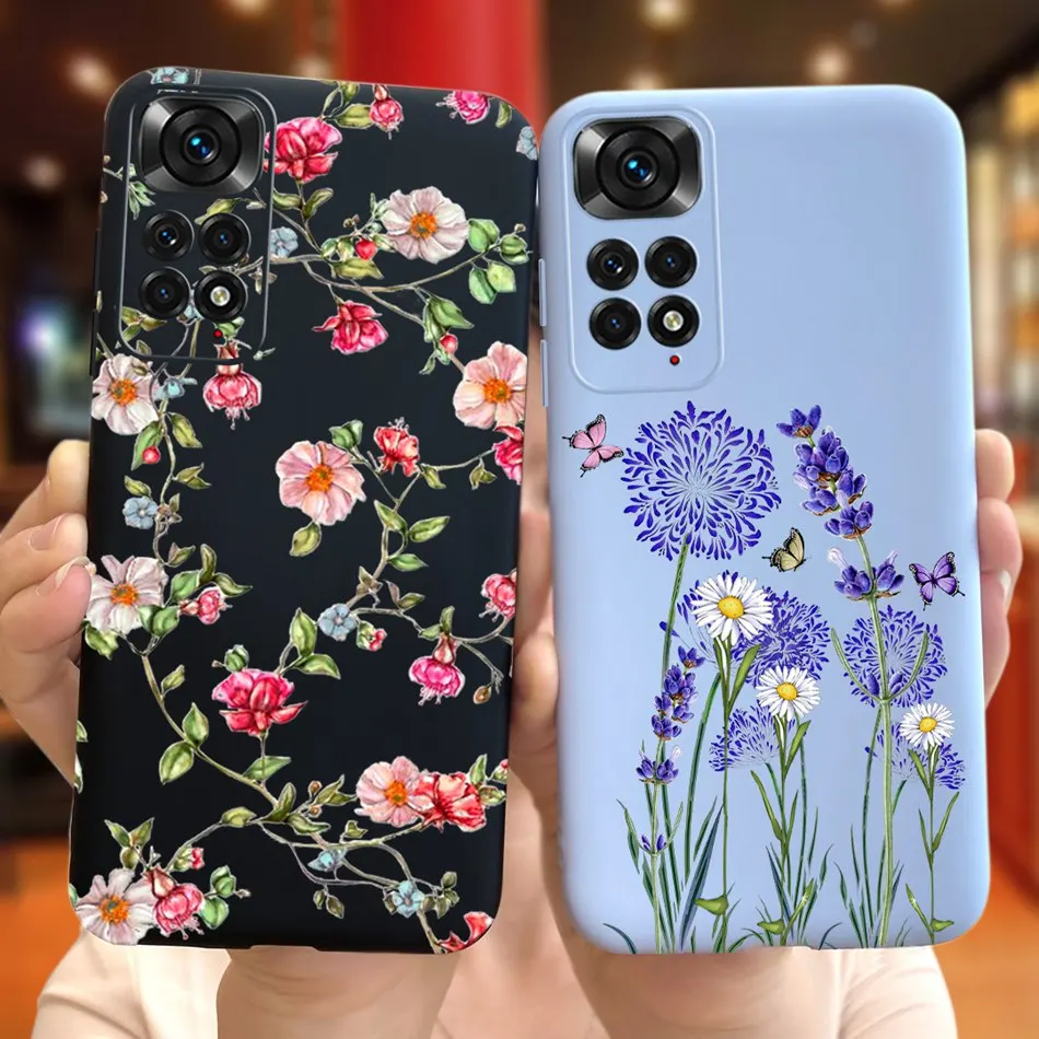 Pour Xiaomi Redmi Note 11 étui élégant fille fleur Silicone couverture souple pour Redmi Note 11 Global Note11 (Snapdragon 680 4G) pare-chocs