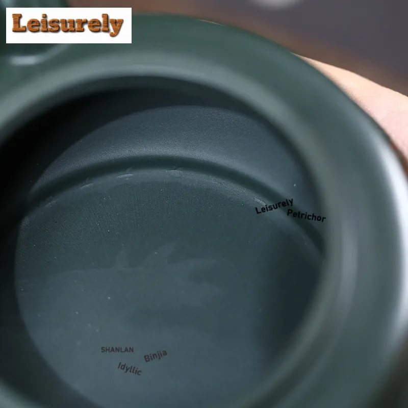 320ml Yixing Purple Clay Teapots Handmade Ruyi Pine Crane Pot Raw Ore Blackish Green Mud Kettle With Filter Zisha Tea Set Gift