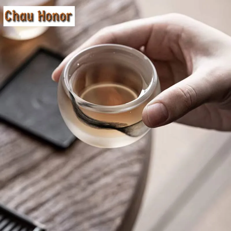 50ml Japanese Ink Wind Glazed Tea Cup Tea Set Glass Jade Porcelain Tea Cup Kung Fu Teaset Tea Ceremony Drinkware Customized Gift