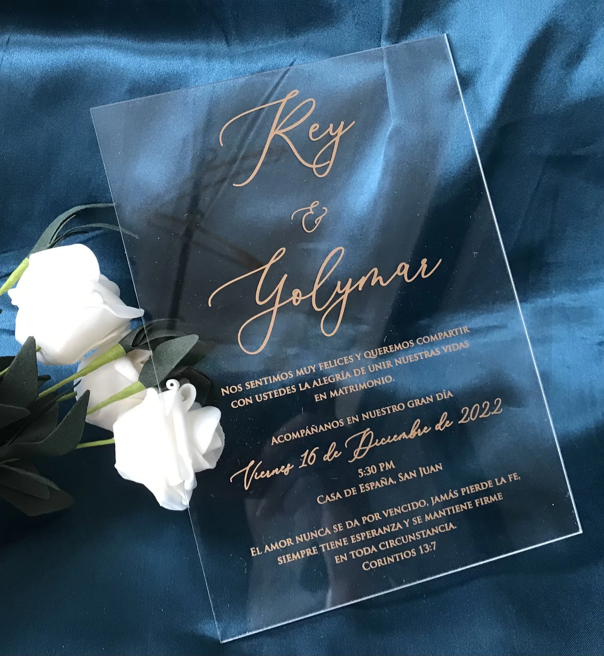 

30pcs Custom Foiled Rose Gold Transparent Acrylic Wedding Invitation,Acrylic Bright Invitation,Personalized Invitation,Decor