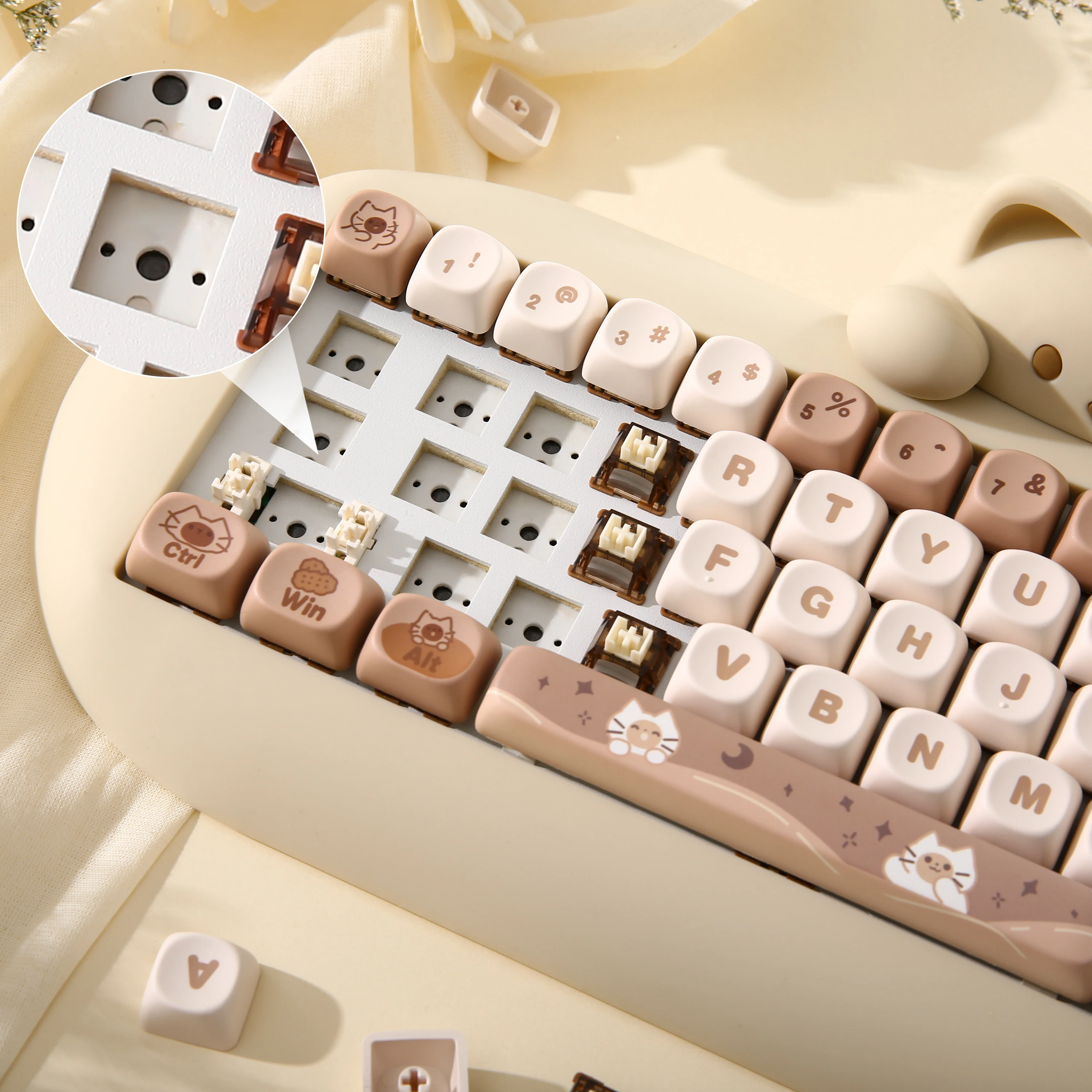 YUNZII 猫デザイン キーボード 本体 Yunzii-ワイヤレス人間工学に基づいたrgbメカニカルキーボード