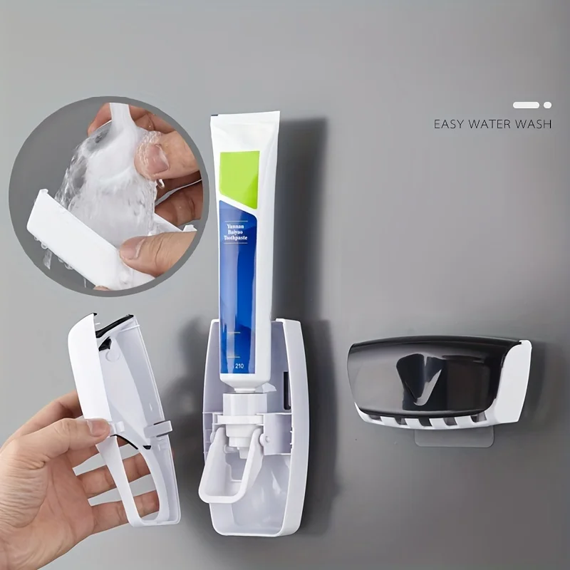 Wall-Mounted Toothbrush & Toothpaste Holder Set With Automatic Dispenser And Cup 3