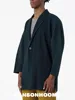 Miyake Pleated Cardigan Single Buttom Long Jacket Men Smart Causal Designer Loose Coats 4