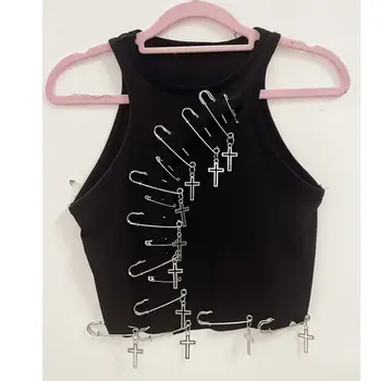 Cropped Safety Pin Racer Back Top 1