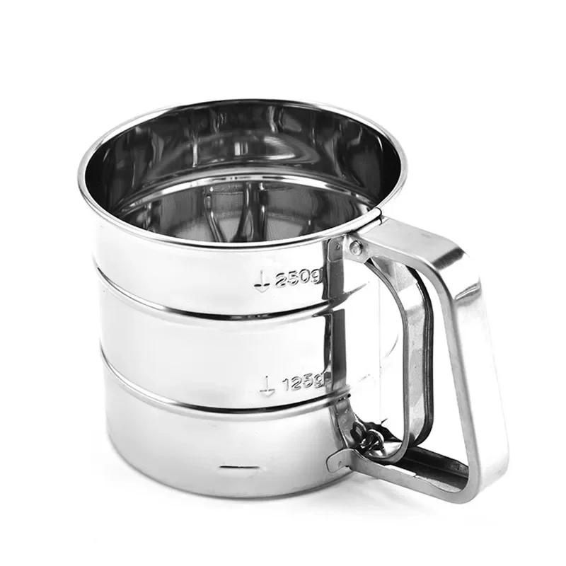 Stainless Steel Flour Sieve Cup Powder Sieve Mesh Kitchen Gadget For Cakes Hand-Screened Sugar Mesh Baking Strainer